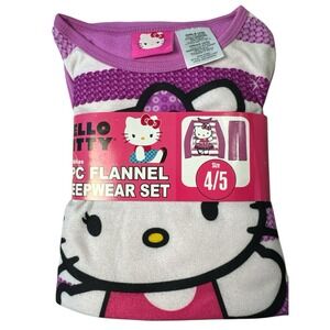 Newest Purple New Hello Kitty  2 piece Flannel Pajamas Sleepwear‎ Set Size 4/5